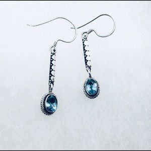 Silver Blue Topaz Drop Earrings
